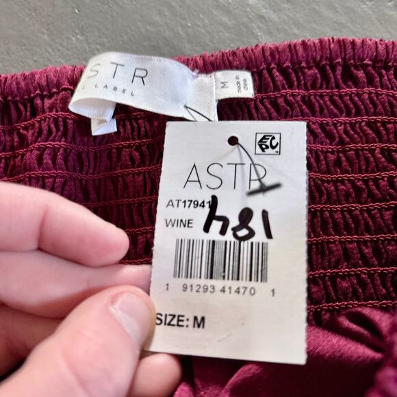 ASTR The Label Wine Red Milkmaid Balloon Sleeve Top Size M NWT - Picture 5 of 14